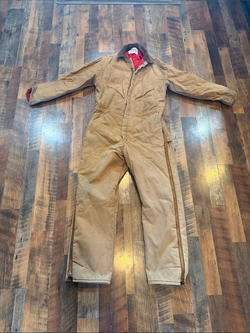 Insulated Brown Men's Coverall Jacket with Red Lining LT (5000A)